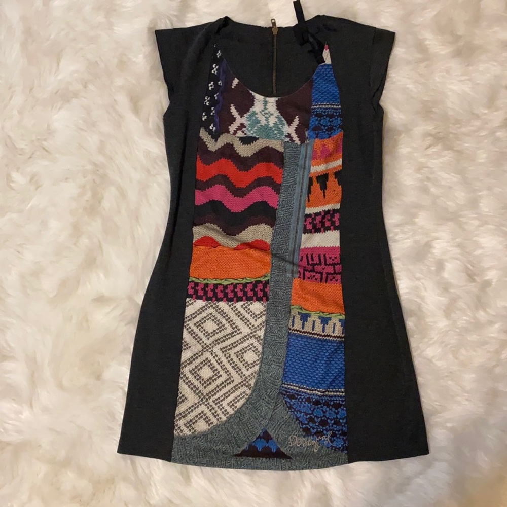 Desigual cotton sheath cap sleeve dress